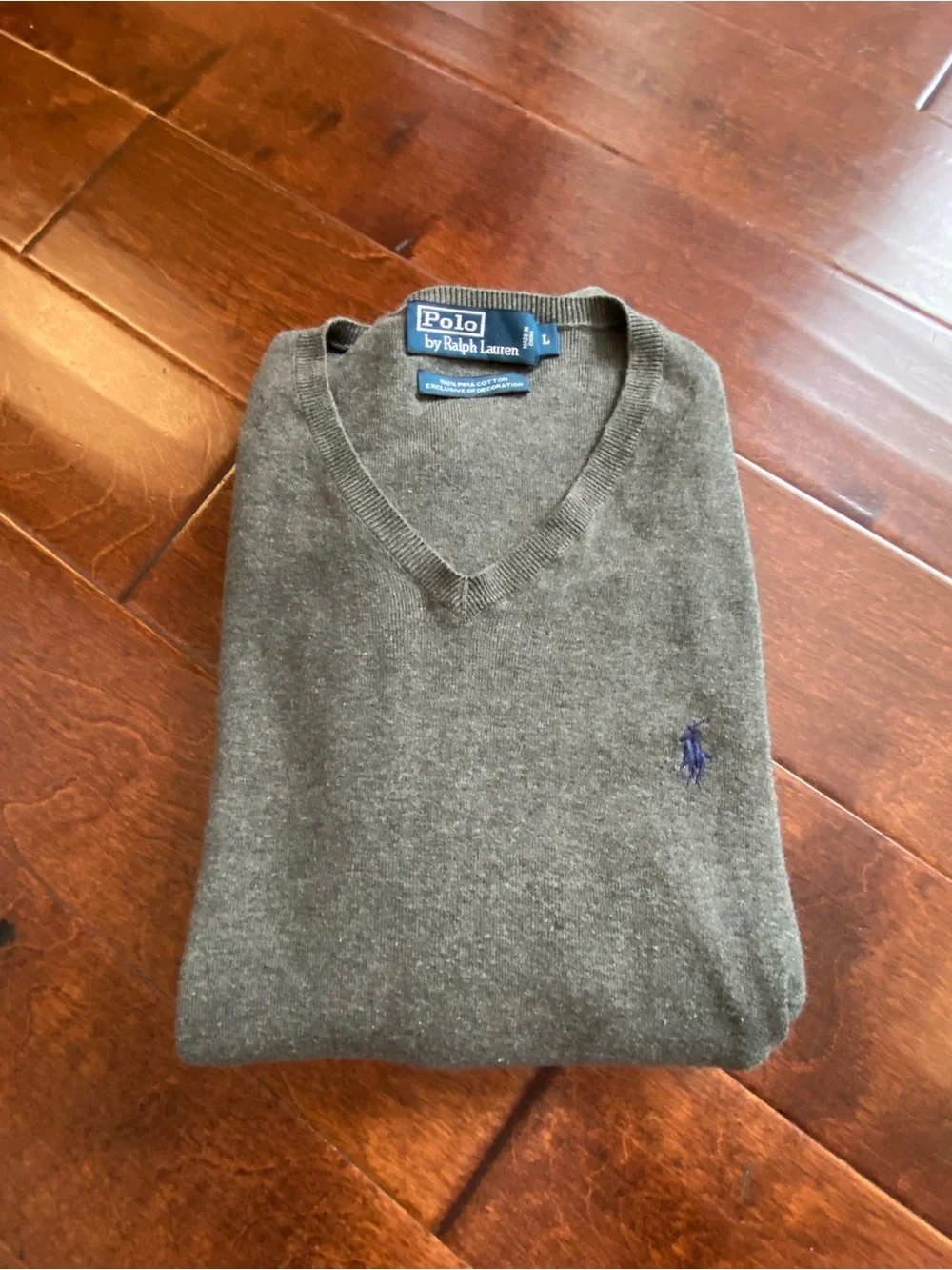 Polo Ralph Lauren Men's V-Neck Sweater Heather Charcoal Gray Size Large
